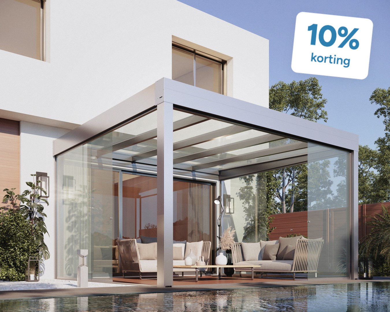 Afbeelding van een carport uit de BOzARC Nova-collectie met een strak, zwart design en rechte uitvoering