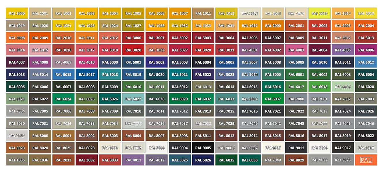 Kies uit 233 RAL kleuren voor uw carport